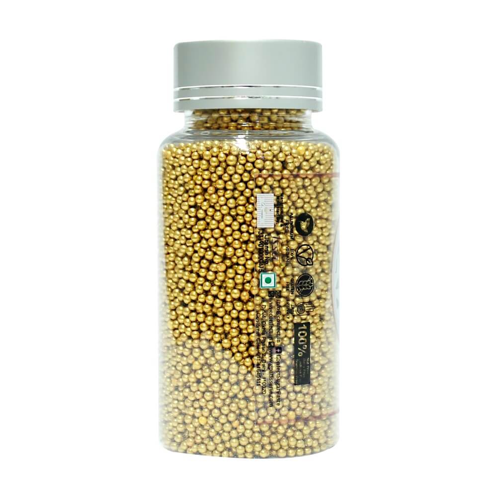 confect gold disco balls sprinkles 2 mm 120 gms