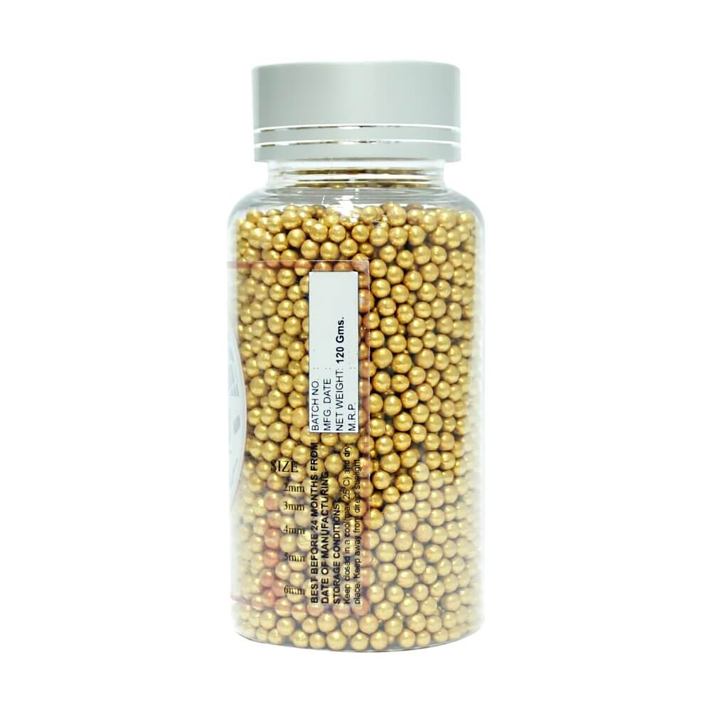confect gold disco balls sprinkles 3 mm 120 gms