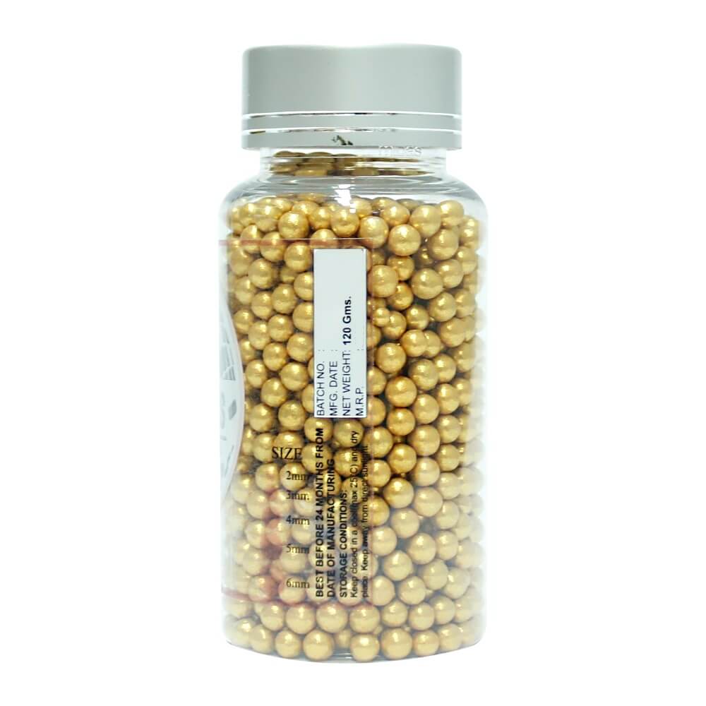 confect gold disco balls sprinkles 5 mm 120 gms