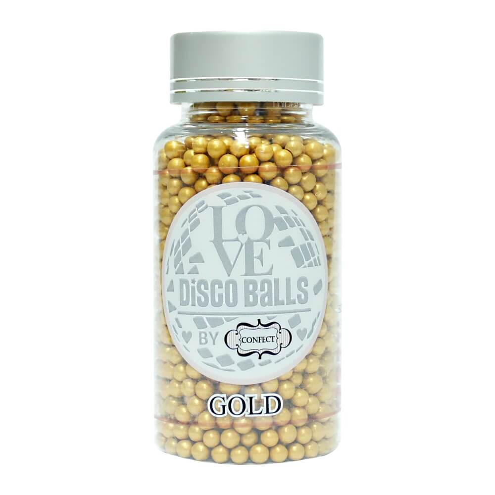 confect gold disco balls sprinkles 6 mm 120 gms