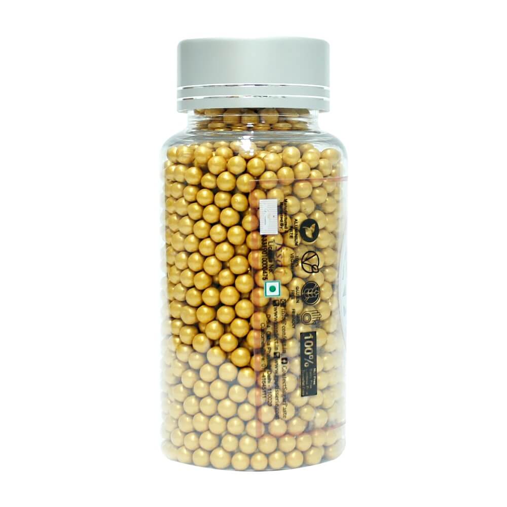 confect gold disco balls sprinkles 6 mm 120 gms