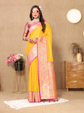 Lorenvalley Fashion Gold Soft Silk weaving Design Rich Zari Weaving Saree