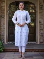 Juniper Women's White Cambric Printed Straight Kurta - Distacart
