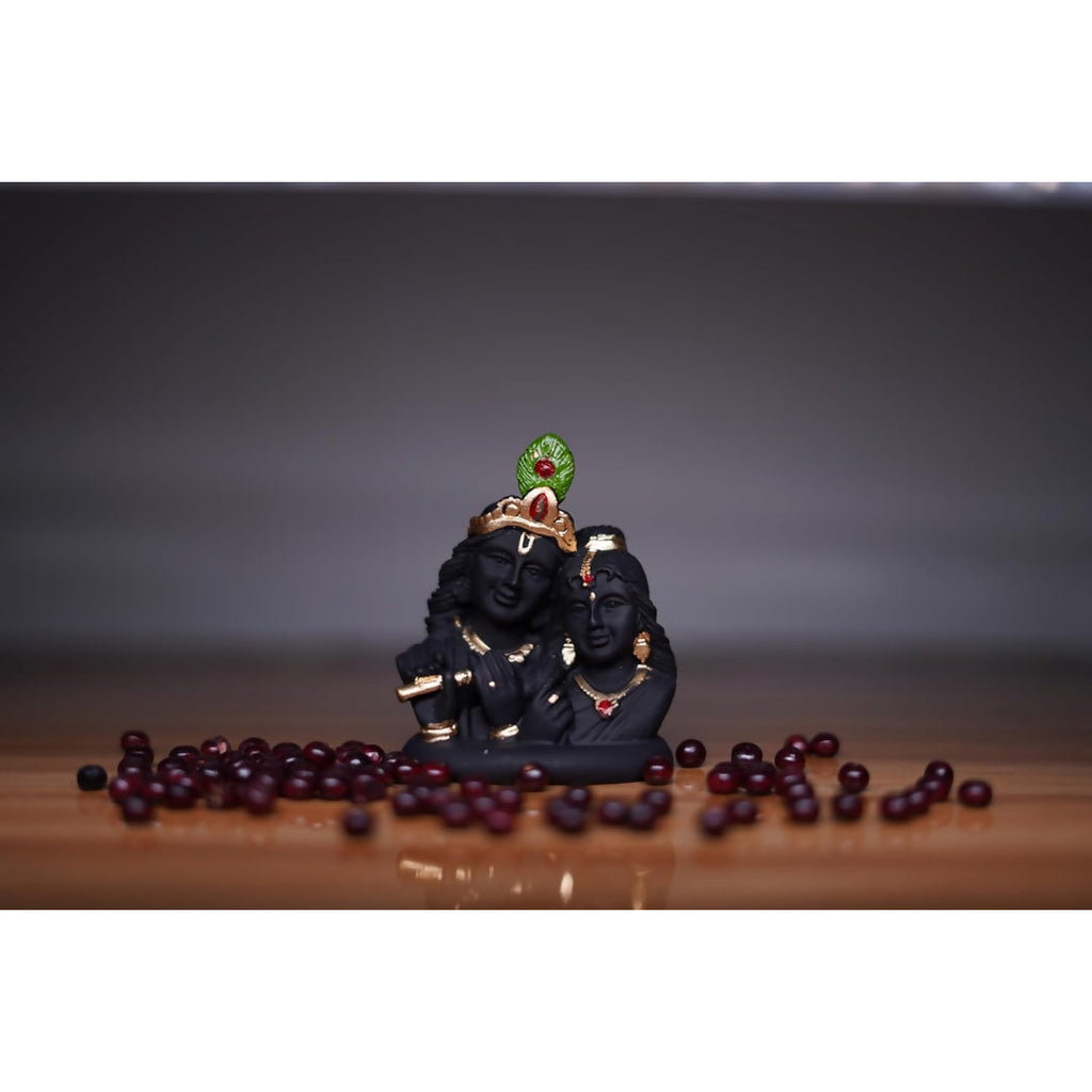 India Ka Bazar Lord Radha Krishna Idol - Gold & Black