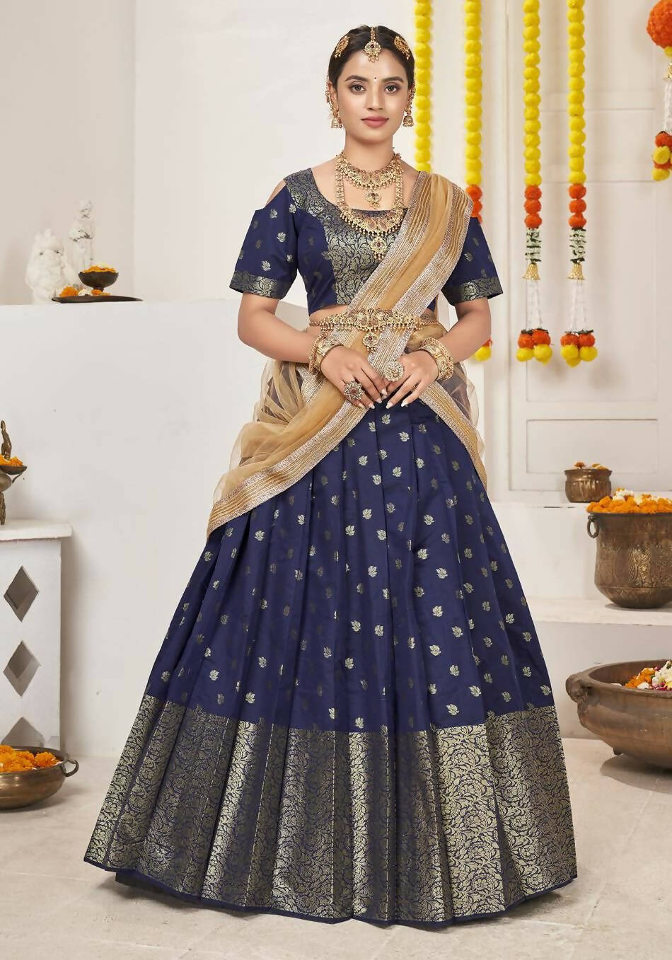 DEIANA'S Beautiful Jackquard Weaving Lehengha Choli - Blue