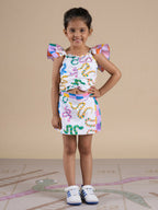 Snakes and Ladders Girls Multi Color Snake Print Top and Shorts Set from Siblings Collection