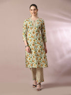 Myshka Women's Multi Printed Cotton Straight Party Kurta Set