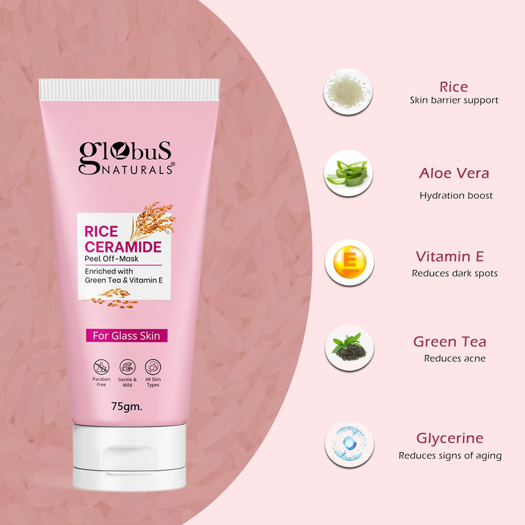 Globus Naturals Rice Ceramide Peel Off Mask, For Korean Glass Skin - Distacart