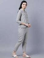 Myshka Stylish Grey 3/4 Sleeve Women's Cords Set - Distacart