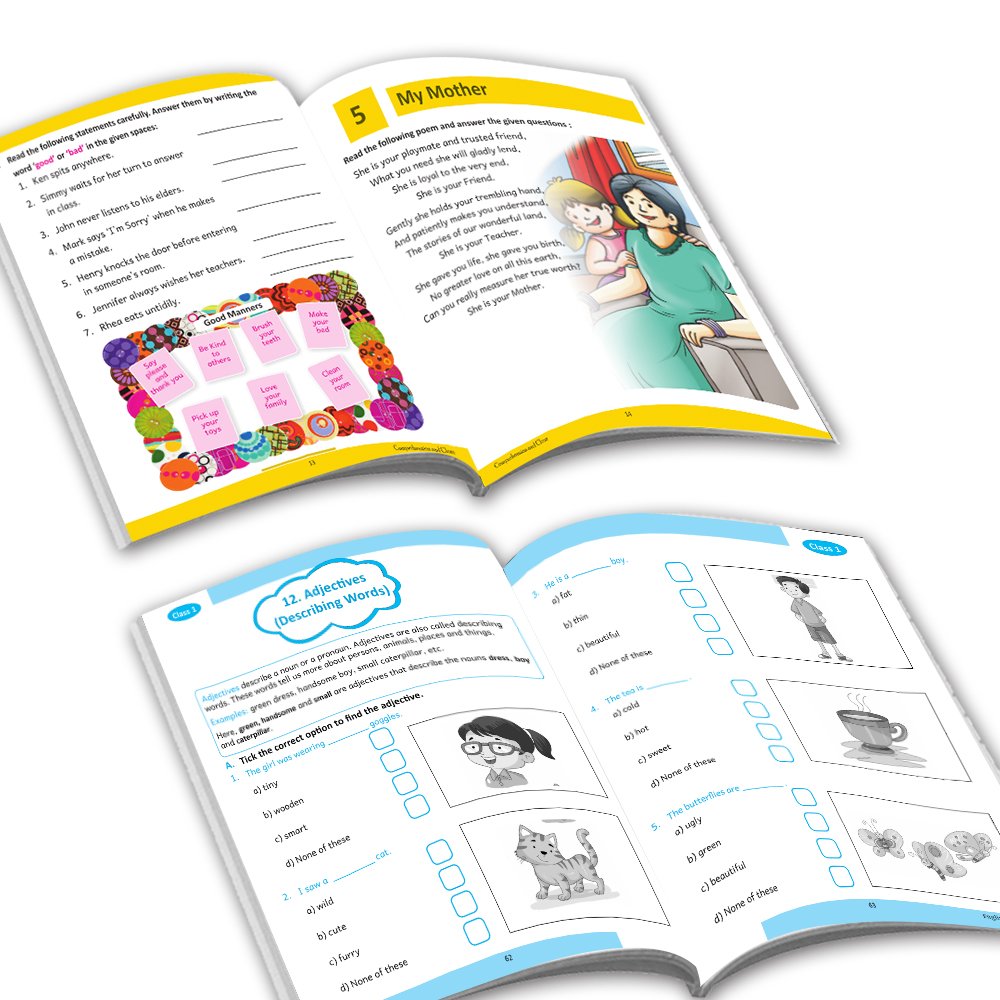 Grade 1 Ultimate English Combo Practice Workbooks Set of 4: Grammar, Writing Skills, Olympiad Prep, and Gear Up English| Ages 6-7 Years - Distacart