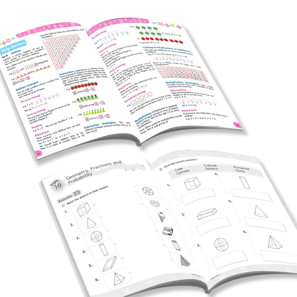 Grade 1 Comprehensive Learning with Mathematics Workbooks Set of 4 Ages 6-7 Years: Gear Up Math, Mental Math, Olympiad, and Challenging Word Problems - Distacart