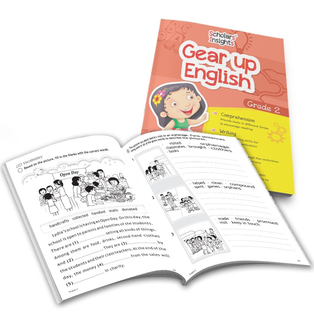 Grade 2 Ultimate English Combo Practice Workbooks Set of 4: Grammar, Writing Skills, Olympiad Prep, and Gear Up English| Ages 7-8 Years - Distacart