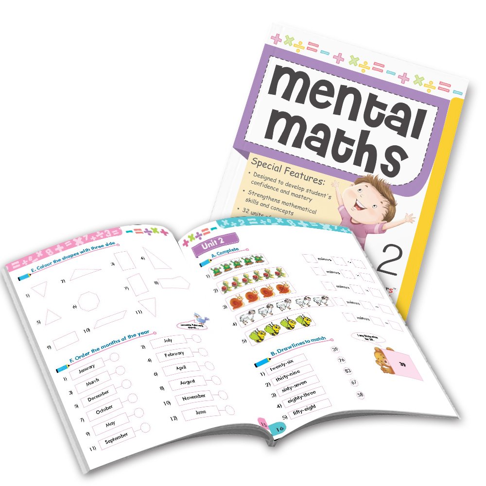 Grade 2 Comprehensive Learning with Mathematics Workbooks Set of 4 Ages 7-8 Years: Gear Up Math, Mental Math, Olympiad, and Challenging Word Problems - Distacart