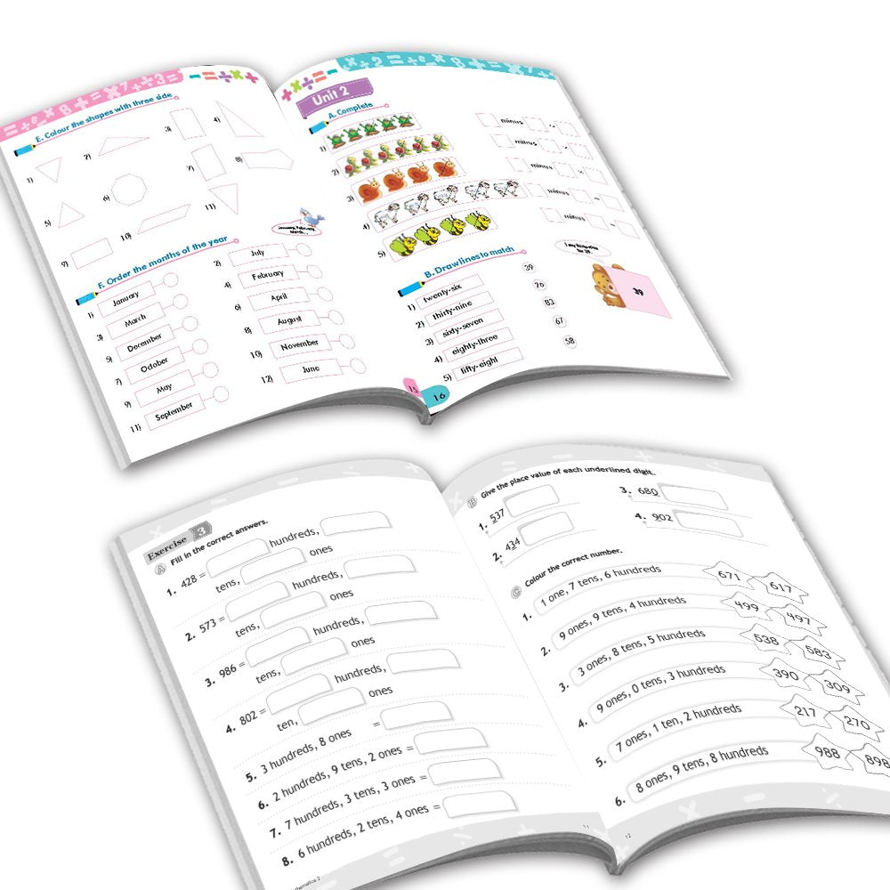 Grade 2 Comprehensive Learning with Mathematics Workbooks Set of 4 Ages 7-8 Years: Gear Up Math, Mental Math, Olympiad, and Challenging Word Problems - Distacart