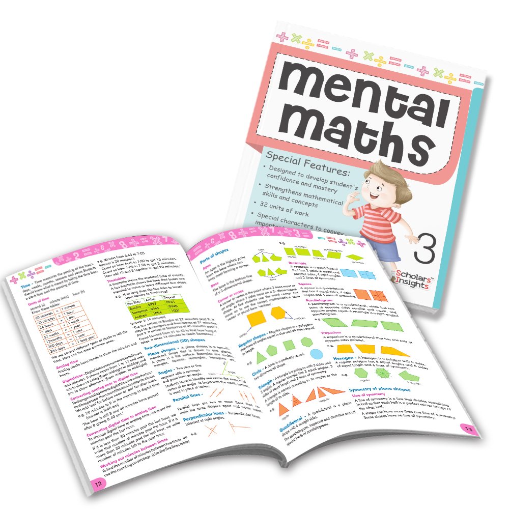 Grade 3 Comprehensive Learning with Mathematics Workbooks Set of 4 Ages 8-9 Years: Gear Up Math, Mental Math, Olympiad, and Challenging Word Problems - Distacart