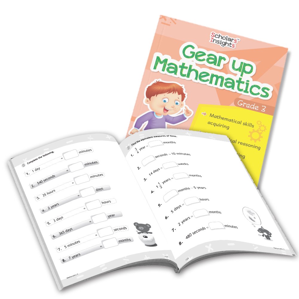 Grade 3 Comprehensive Learning with Mathematics Workbooks Set of 4 Ages 8-9 Years: Gear Up Math, Mental Math, Olympiad, and Challenging Word Problems - Distacart