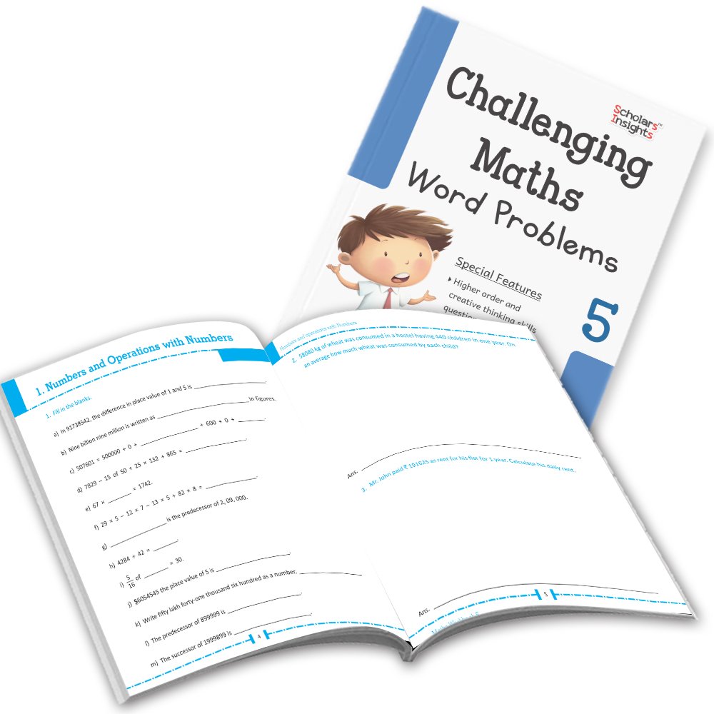Grade 5 Comprehensive Learning with Mathematics Workbooks Set of 4 Ages 10-11 Years: Gear Up Math, Mental Math, Olympiad,Challenging Word Problems - Distacart