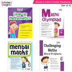 Grade 6 Comprehensive Learning with Mathematics Workbooks Set of 4 Ages 11-12 Years: Gear Up Math, Mental Math, Olympiad, Challenging Word Problems - Distacart