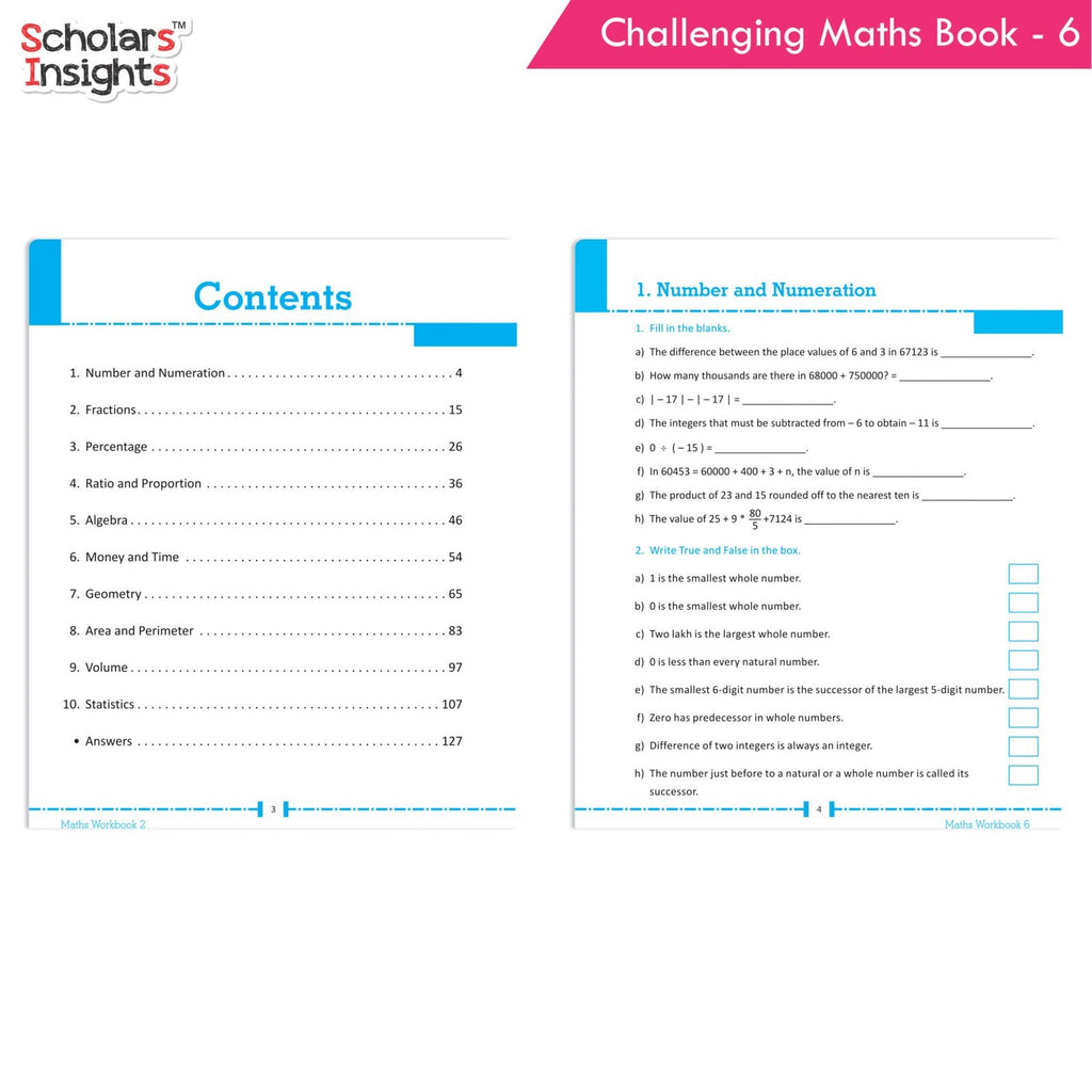 Grade 6 Comprehensive Learning with Mathematics Workbooks Set of 4 Ages 11-12 Years: Gear Up Math, Mental Math, Olympiad, Challenging Word Problems - Distacart