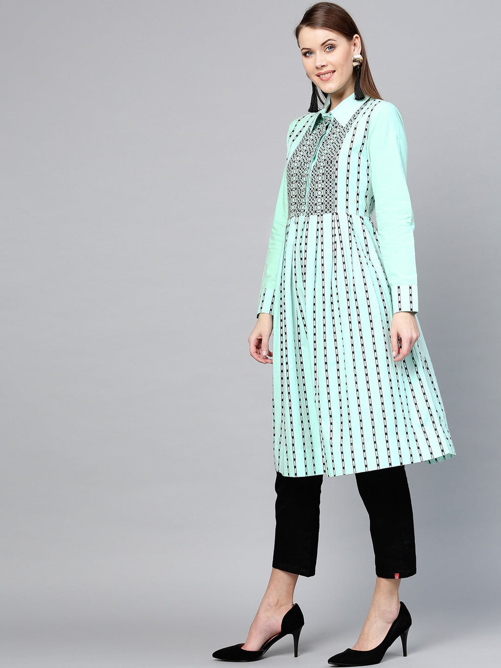 Yufta Green & Black Striped Tunic