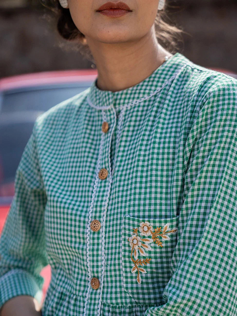 Yufta Green Checked Dress - Distacart