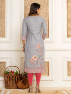Yufta Green Cotton A-Line Kurta With Digital Print