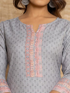 Yufta Green Cotton A-Line Kurta With Digital Print