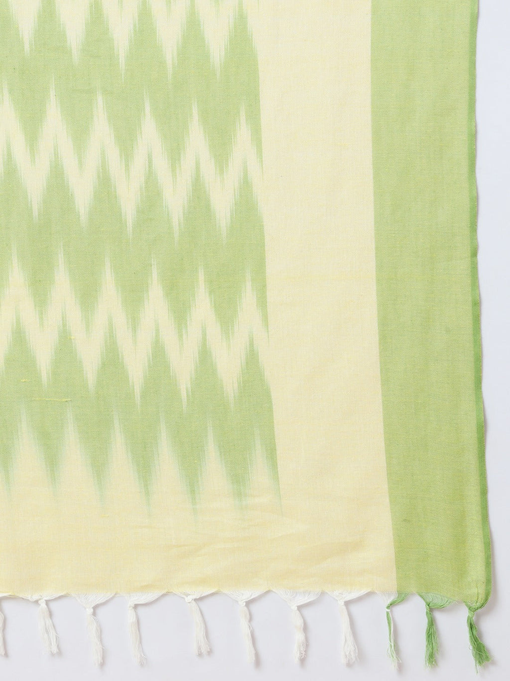 Yufta Green Cotton Ikat Kurta Dupatta Set
