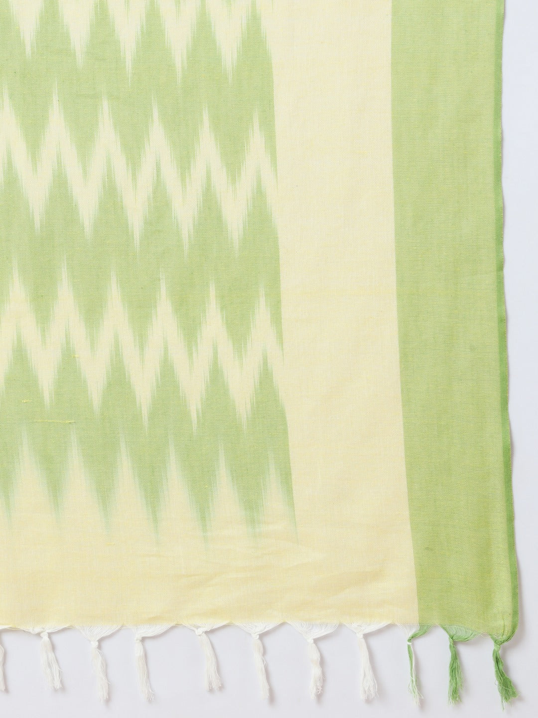 Yufta Green Cotton Ikat Kurta Dupatta Set