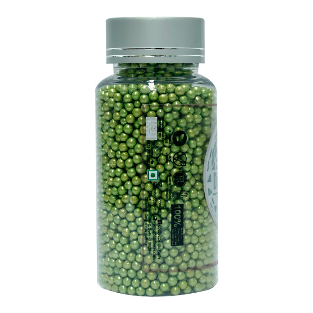 confect green disco balls sprinkles 2 mm 120 gms