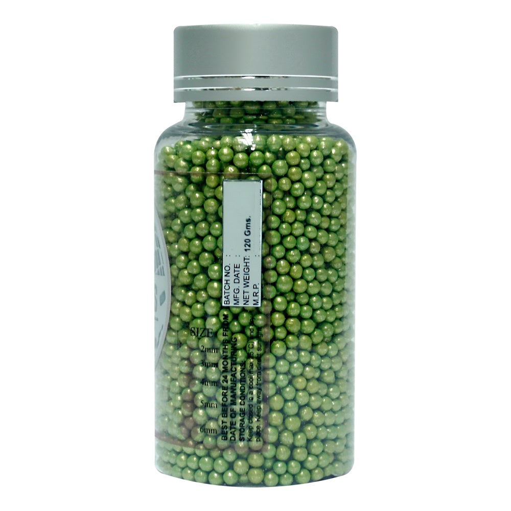 confect green disco balls sprinkles 2 mm 120 gms