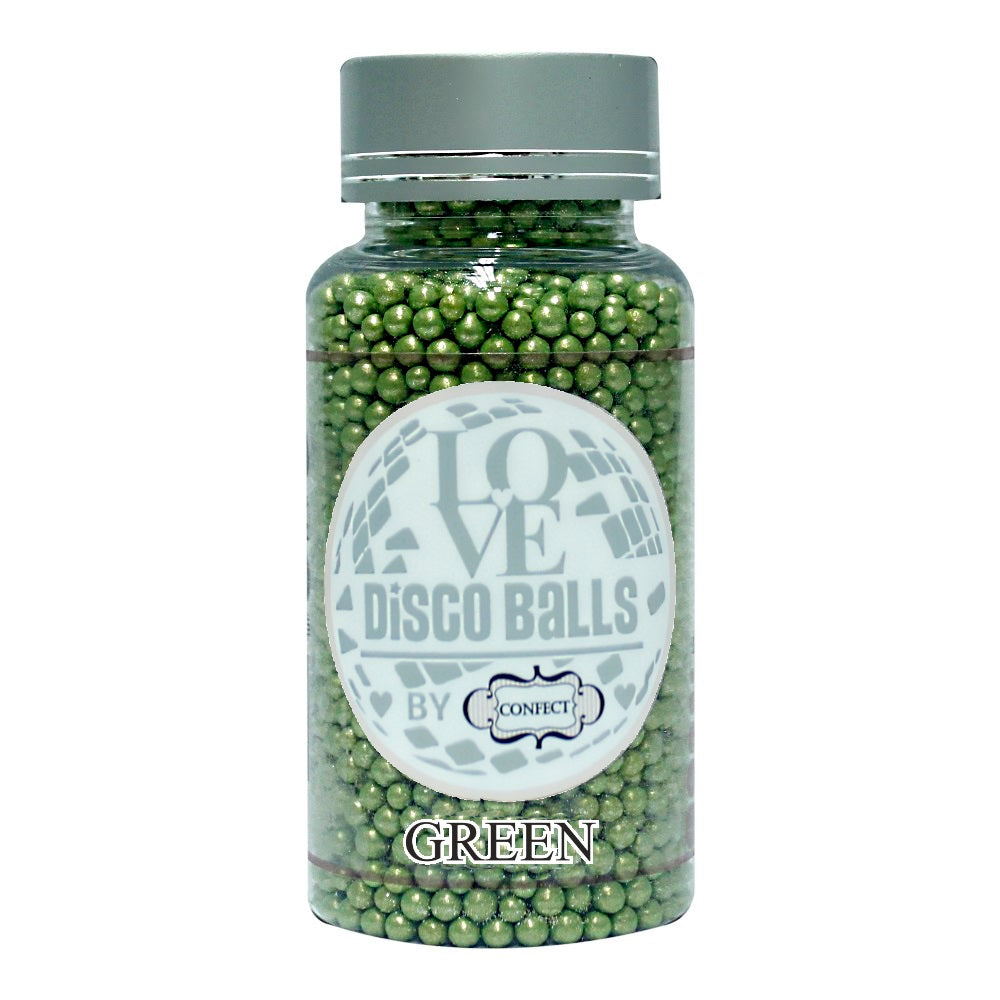 confect green disco balls sprinkles 4 mm 120 gms