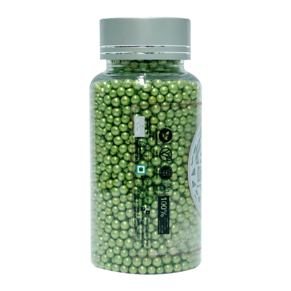 confect green disco balls sprinkles 4 mm 120 gms