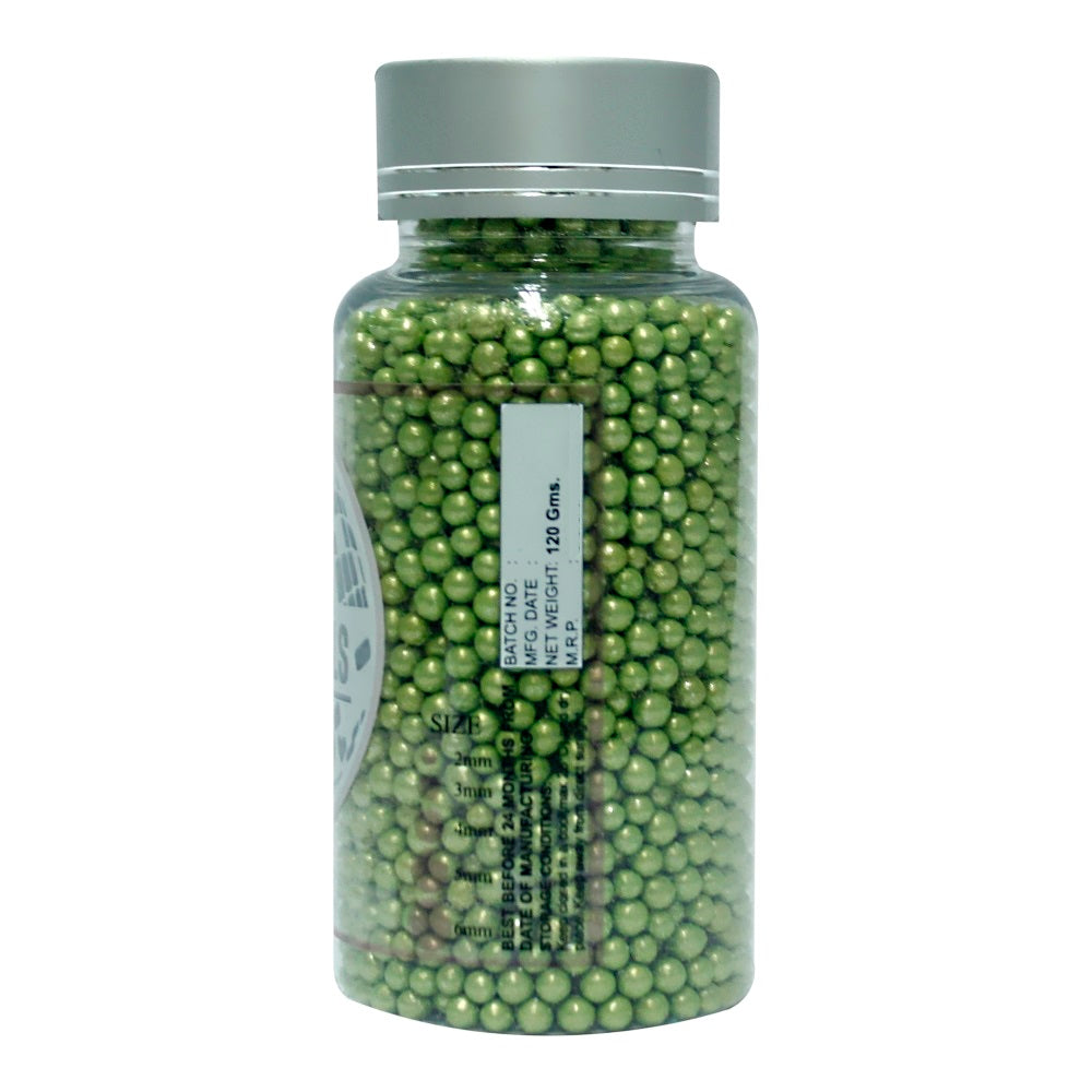 confect green disco balls sprinkles 4 mm 120 gms