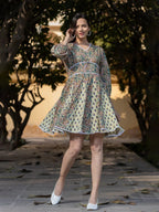 Yufta Green Pure Cotton Paisley And Tassels Were Dress - Distacart