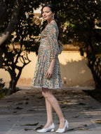 Yufta Green Pure Cotton Paisley And Tassels Were Dress - Distacart