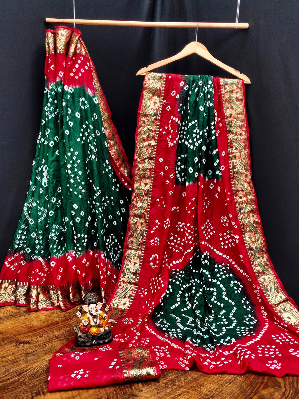 Lorenvalley Premium Pure Bandhej Tapeta Soft light weight silk saree with zari weaving Border - Multicolor