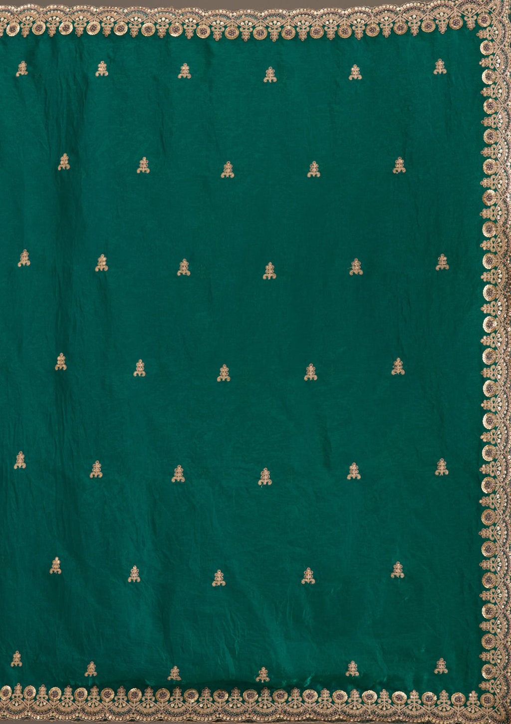 Lorenvalley Fashion Green Fendy Satin with Embroidery Double Sequence Work Saree with Blouse - Distacart