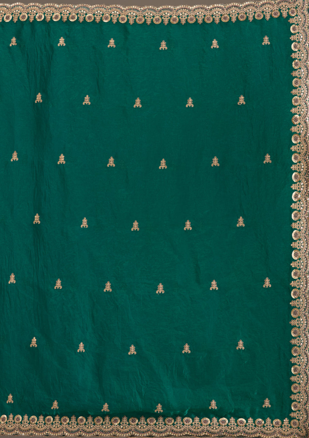 Lorenvalley Fashion Green Fendy Satin with Embroidery Double Sequence Work Saree with Blouse - Distacart