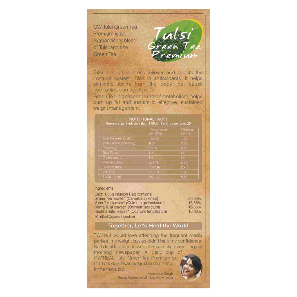Organic Wellness Tulsi Green Tea Premium Teabags - Distacart