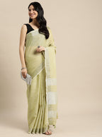 Anaita Green Linen Saree With Blouse - Distacart