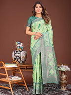 Anaita Green Banarasi Silk Saree With Blouse - Distacart