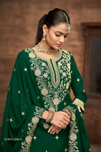 Anaita Green Premium Embroidered Vichitra Silk Lehenga Style Suit - Distacart