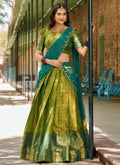 Lorenvalley Green Kanjivaram Silk Zari Weaving Lehenga Choli with Dupatta