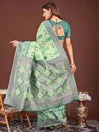Anaita Green Banarasi Silk Saree With Blouse - Distacart