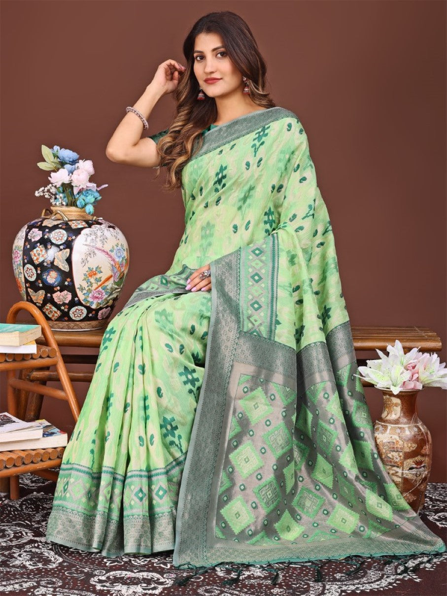 Anaita Green Banarasi Silk Saree With Blouse - Distacart