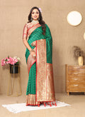 Lorenvalley Fashion Green Soft Silk weaving Design Rich Zari Weaving Saree