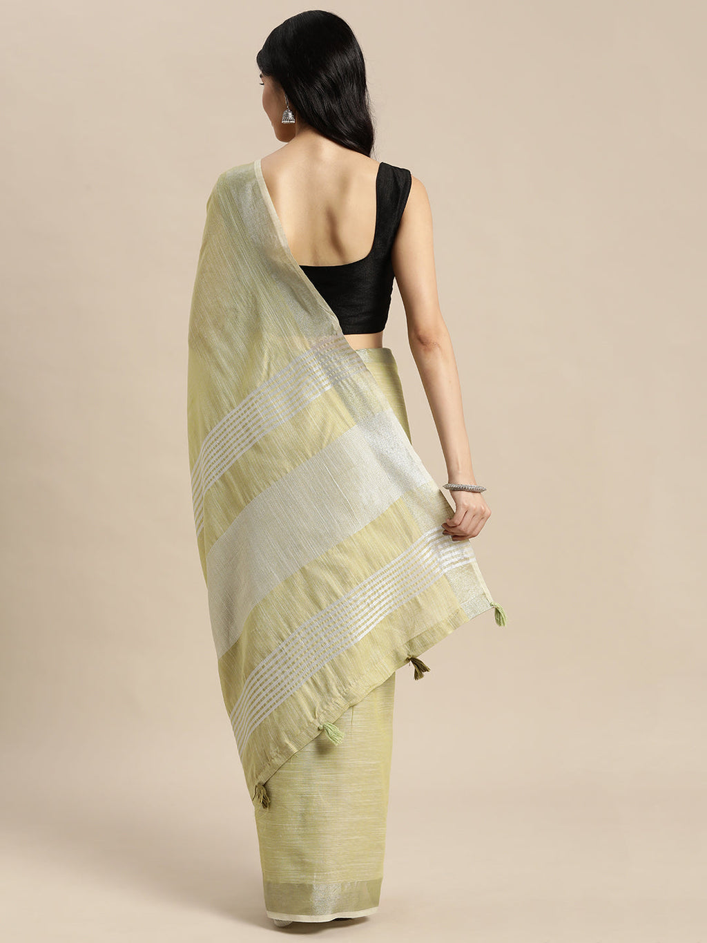 Anaita Green Linen Saree With Blouse - Distacart