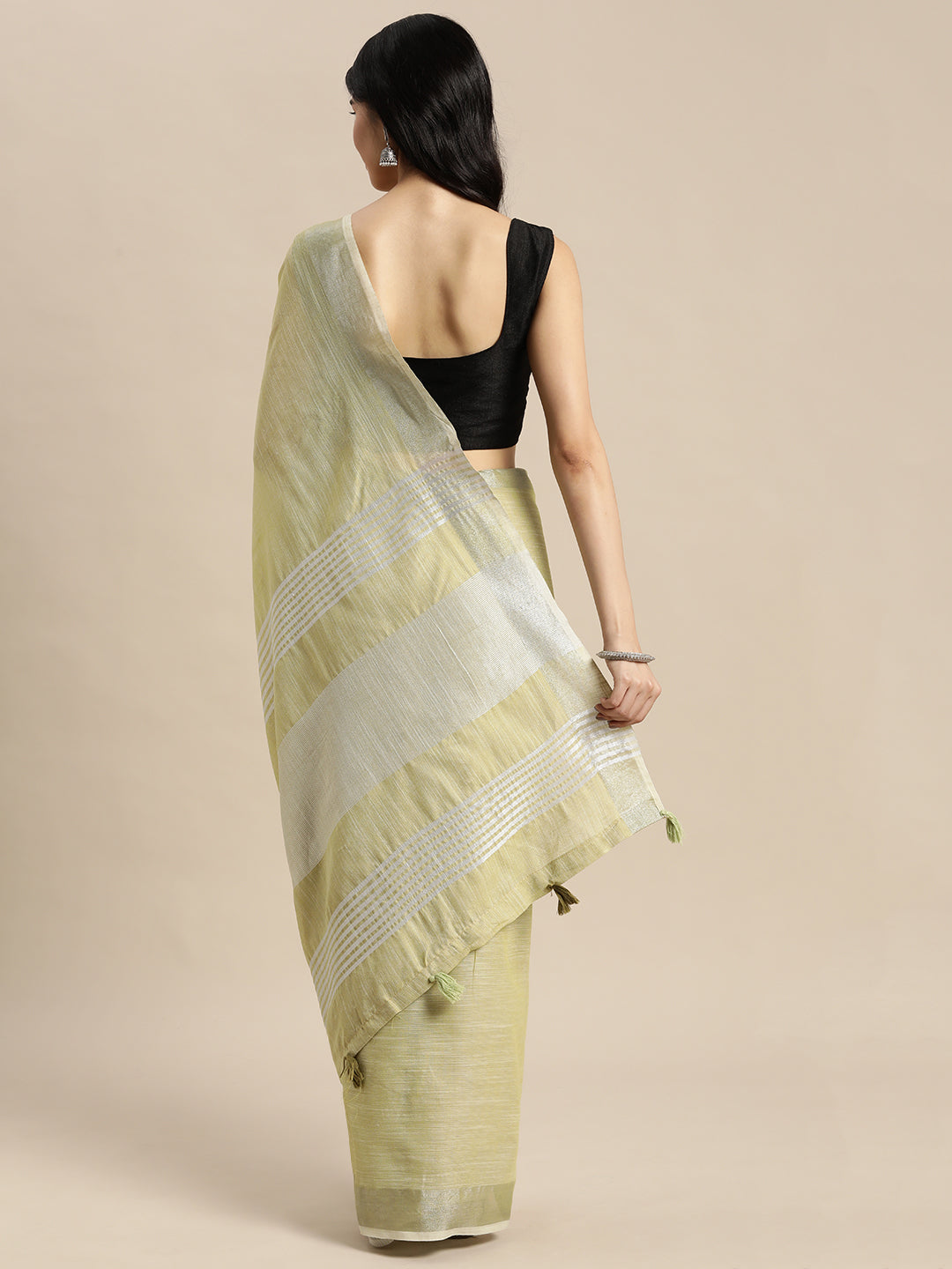 Anaita Green Linen Saree With Blouse - Distacart
