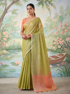 Anaita Green Tissue Saree With Blouse - Distacart